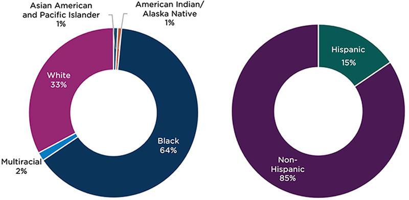 Figure 3. More than half of households with children under age 6 who had a housing voucher and reported out-of-pocket child care costs were Black.